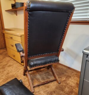 g4- Antique Victorian Gentlemans Rocking Chair w/ stool - Image 3