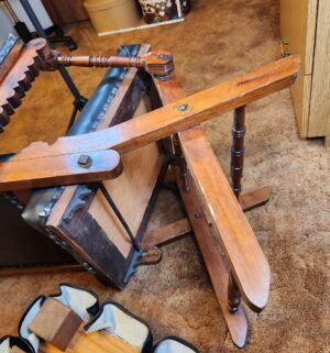 g4- Antique Victorian Gentlemans Rocking Chair w/ stool - Image 5