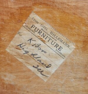 g24- Geo. Hillemann tiger oak washstand cabinet with drawers and original hardware - Image 11