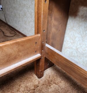 g34- Mid Century CAL SHOPS Maple Full Size Console Bed Frame. NO MATTRESS - Image 4