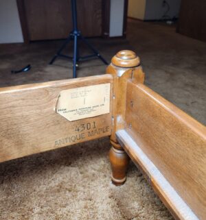 g34- Mid Century CAL SHOPS Maple Full Size Console Bed Frame. NO MATTRESS - Image 5