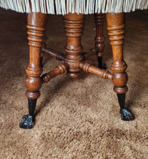 g79- Antique Revolving Piano stool w/ claw feet. Glass ball - Image 3