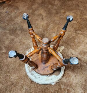 g79- Antique Revolving Piano stool w/ claw feet. Glass ball - Image 4