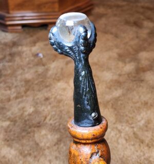 g79- Antique Revolving Piano stool w/ claw feet. Glass ball - Image 5