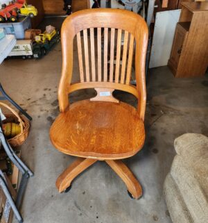 g91- Antique Bankers Chair. US Dept of Interior Bureau of Reclamation
