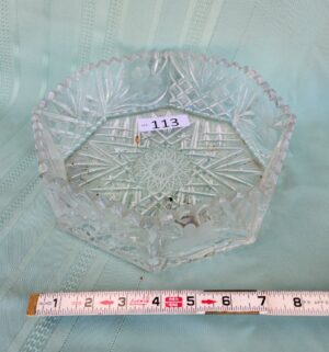 g113- antique octagonal cut crystal bowl pre-1920