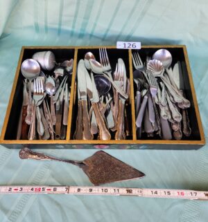 g126- mis-match silverplate, steel flatware