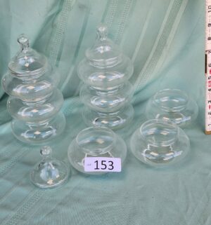 g153- vintage Imperial Candlewick glass tower jar snack set