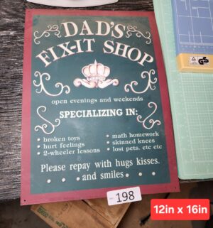 g198- dads fix it shop tin sign