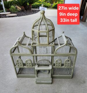 g200- multi-domed decorative birdcage with an antique green finish