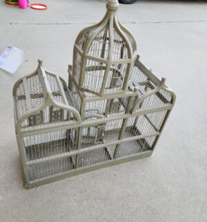 g200- multi-domed decorative birdcage with an antique green finish - Image 4