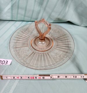 g203- Anchor Hocking Mayfair Open Rose pink depression glass center-handled tidbit