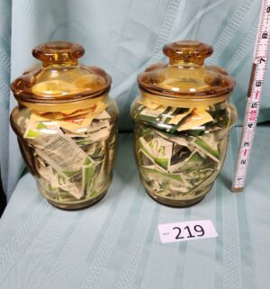 g219- amber glass apothecary jars