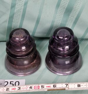 g250- Whitall Tatum Co. No. 1 purple glass railroad insulators