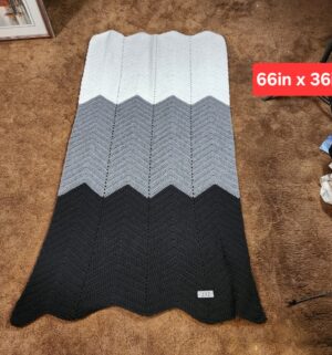 g272- handmade crochet chevron blanket