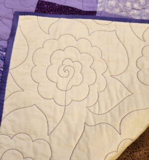 g285- handmade purple patchwork quilt. - Image 3