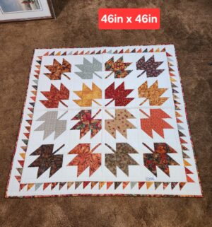 g286- homemade Autumn Leaves quilt
