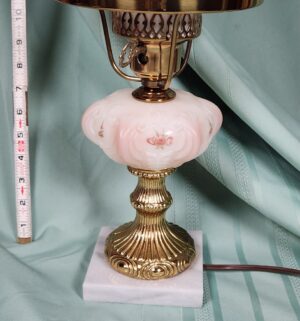 g293- Fenton Antique Rose Hand Painted Student Lamp - Image 3