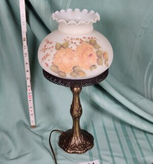g294- hand-painted Gone with the Wind style hurricane parlor lamp.