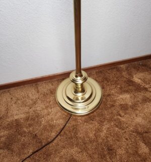 g306- brass double student floor lamp milk glass swirl shades. - Image 3
