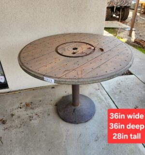 g313- Worthington Industrial Round Metal Dining Table