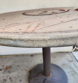 g313- Worthington Industrial Round Metal Dining Table - Image 3