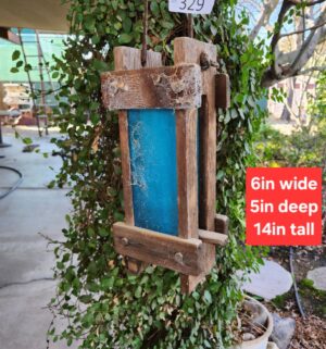 g329- small rustic antique Mexican farmhouse architectural salvage window frame lantern