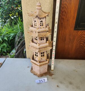 g357- vintage metal chinese watch tower garden lantern