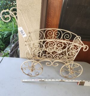 g363- metal wire baby carriage planter