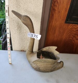 g376- vintage brass swan planter
