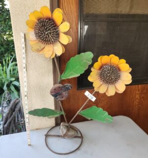 g378- metal sunflower garden stake