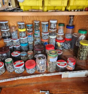 g379- large collection of jars and hardware