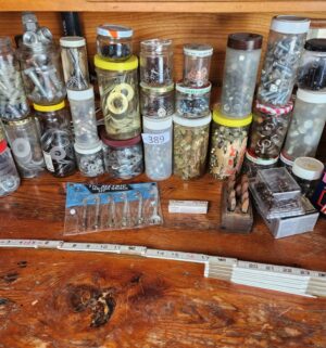 g389- jars of various hardware
