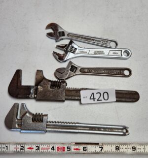 g420- 2 antique wrenches, sm crescent wrenches