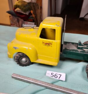 g567- 1940s All American Toy Company Timber Toter log truck and trailer - Image 3