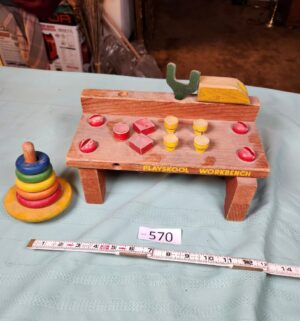 g570- antique playskool work bench, toy
