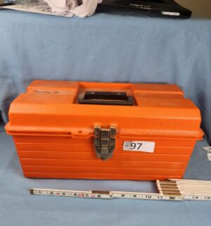 h97- orange tool box w/ tools
