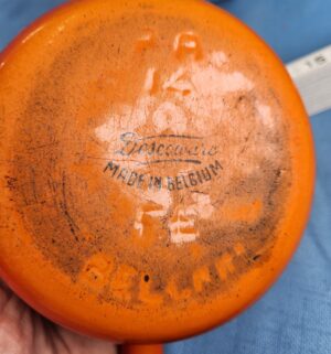 h127- Descoware Flame Orange Enamel Cast Iron Sauce Pan - Image 3