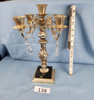 h138- vintage gold-washed metal five-arm candelabra by Dilly Mfg. Co