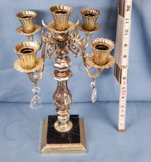 h138- vintage gold-washed metal five-arm candelabra by Dilly Mfg. Co - Image 3