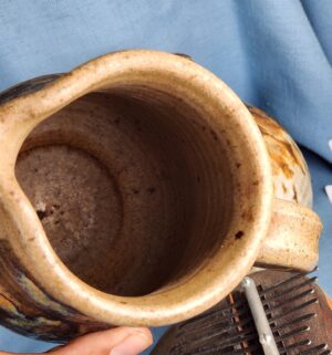h178- studio pottery pitcher, ?possibly by artist John Fassbinder? - Image 4
