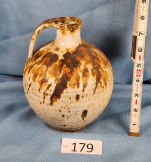 h179- signed vintage glazed pottery jug