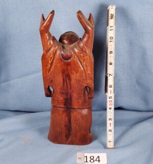 h184- Antique hand-carved wooden statue of Budai, Laughing Buddha - Image 3