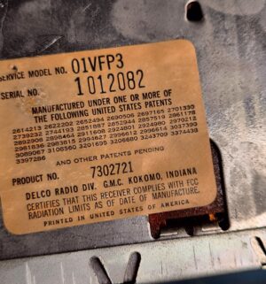 h200- Delco Radio Model O1VFP3 - Image 3