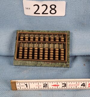 h228- miniature green marble and brass abacus - Image 1