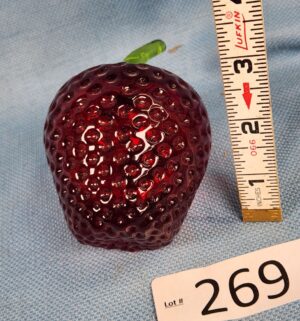 h269- Viking Art Glass ruby red strawberry paperweight - Image 2