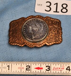 h318- Morgan Silver Dollar Buckle year 1900