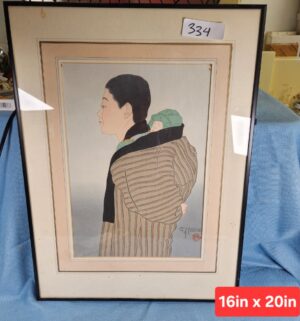 h334- Paul Jacoulet woodblock print titled Les Deux Freres, Izu, Japon ( The Two Brothers)