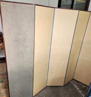 h337- antique six-panel Asian folding screen or room divider featuring hand-painted landscapes - Image 6