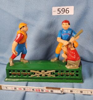 d596- Hometown Battery mechanical baseball coin bank